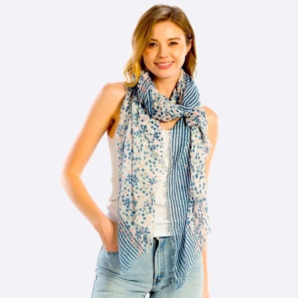 Lightweight flower printed scarf